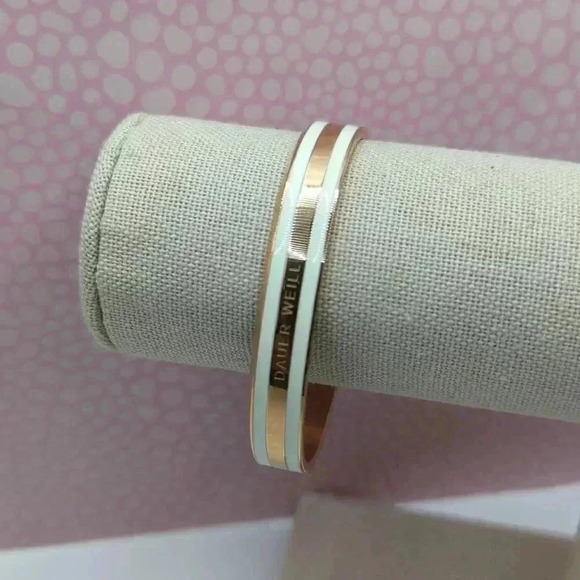 Gorgeous open cuff white and rose gold toned open cuff bracelet, by DAUER WEILL - Picture 1 of 4